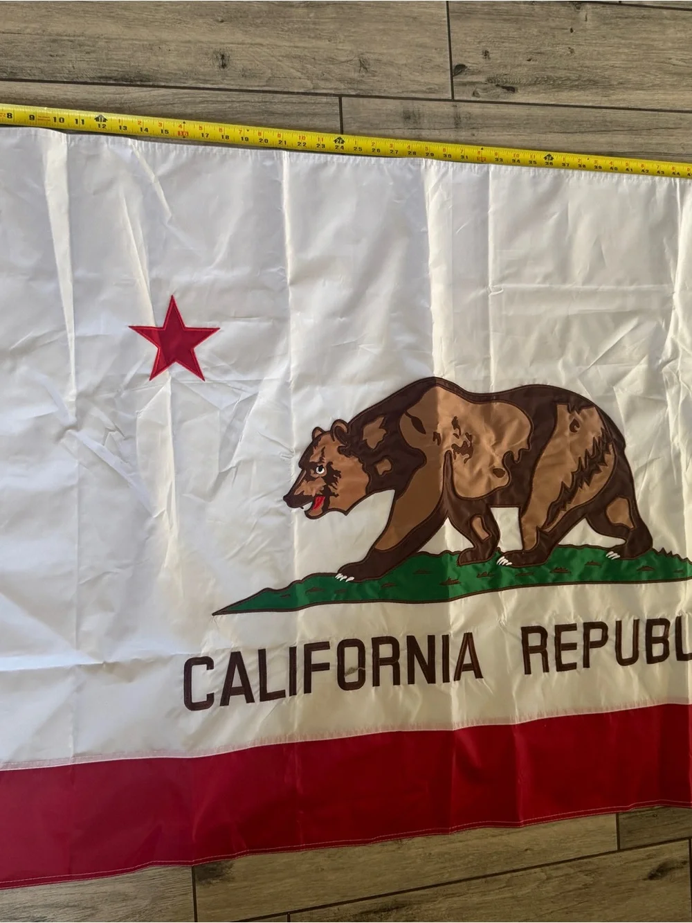 California State Flag - Huge Bear Flag - 36” x 58” White, Red, Brown, Green